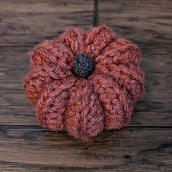 Crochet Fall Pumpkins set of 2 taupe handmade pumpkins - Picture 10 of 12